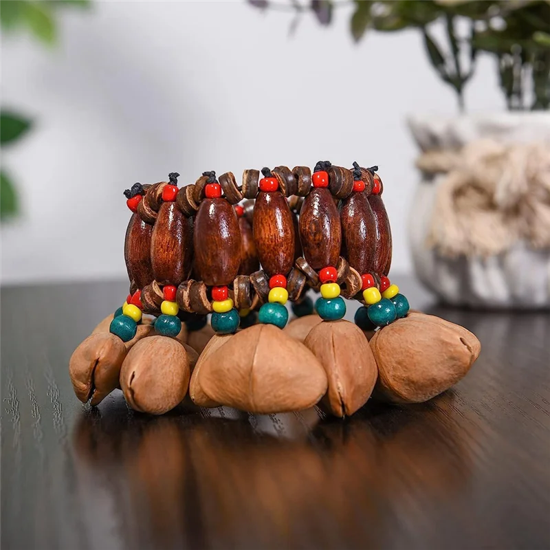 A47F-2 Pcs Seed Shell Dance Bracelets,Nut Band Wrist Bells For Dance, Yoga, Meditation, ASMR And Sound Therapy