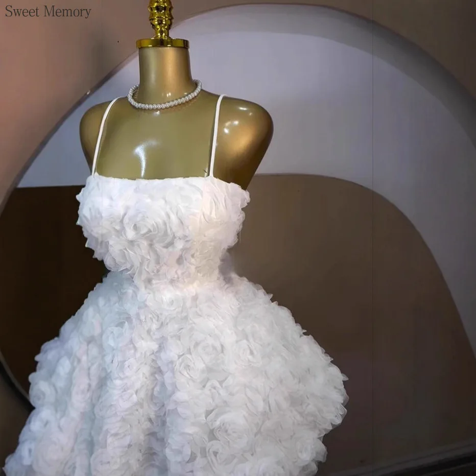 

J1103 Sweet Memory Strap Белая Роза Цветок Пузырь Короткое Платье Выпускного Вечера Без Рукавов Свадебное Платье Камзол Платья Знаменитостей