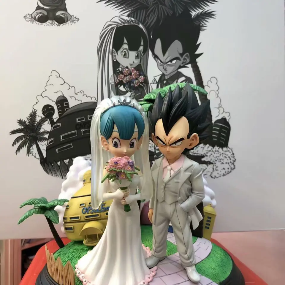 26cm Anime large Dragon Ball Z Vegeta IV Bulma Wedding Figure GK PVC Model Statue giocattoli da collezione per bambole per bambini