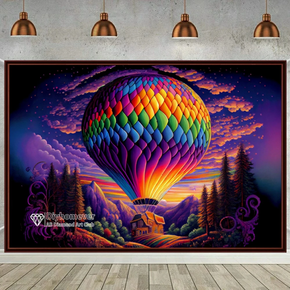 Hot Air Balloon Liftoff AB Diamond Painting Embroidery Landscape Mosaic Cross Stitch Craft Handmade Rhinestones Home Decor Gift