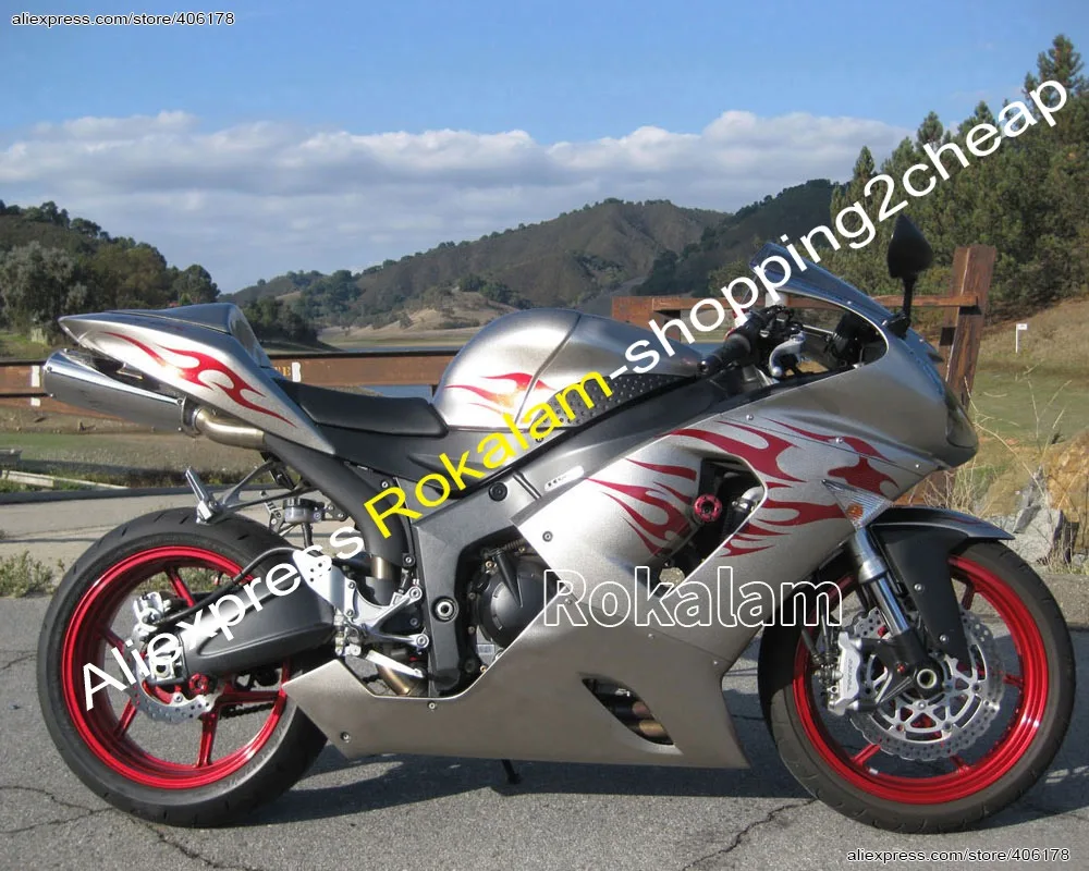 

For Kawasaki Ninja Parts ZX-6R 05 06 ZX6R 636 ZX636 2005 2006 Flame ABS Motorcycle Fairings Kit (Injection Molding)
