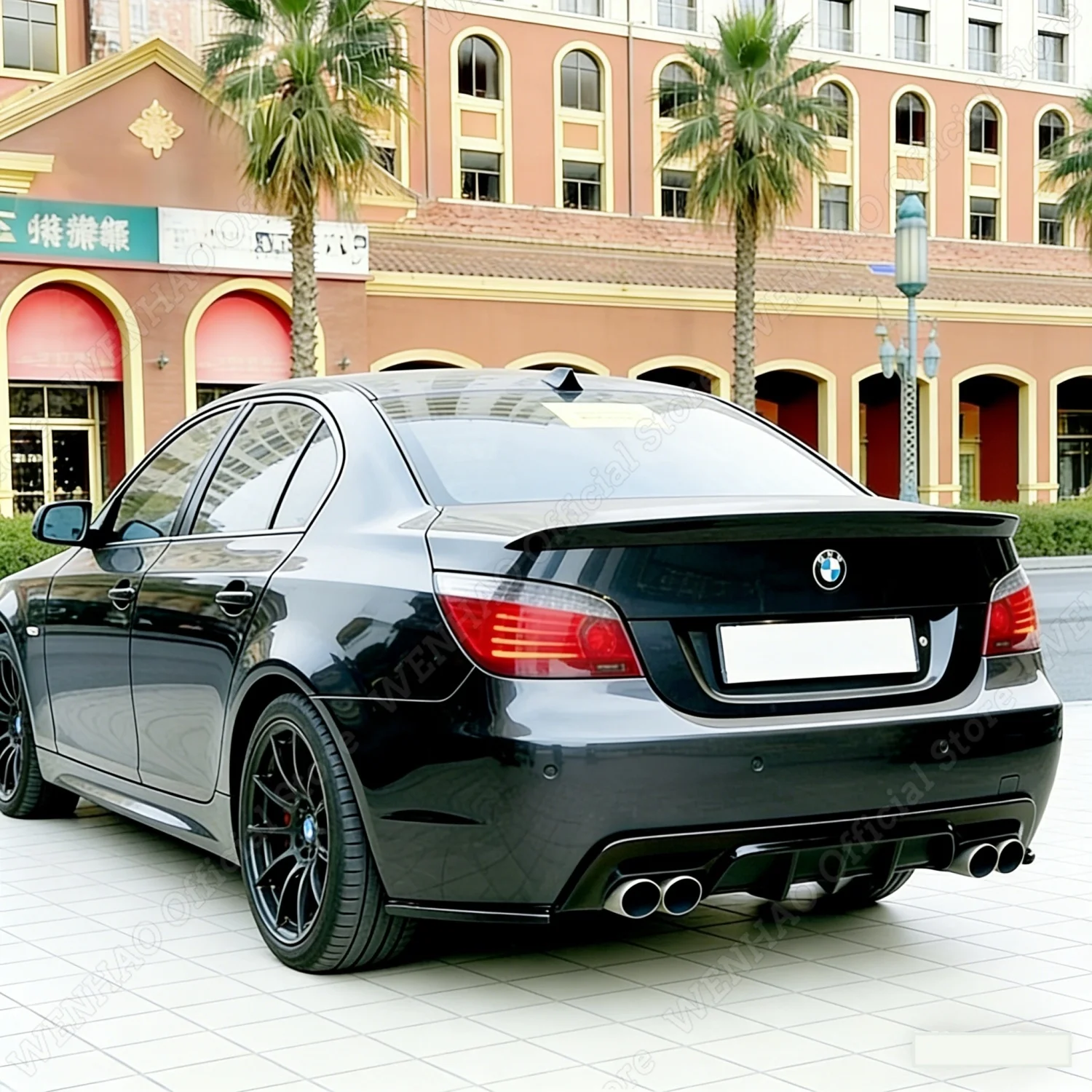 Gloss Black Car Rear Bumper Diffuser For BMW E60 E61 525i 525d 530i 530d 535i M Sport M-tech M-package 2005-2010 Tuning  Bodykit