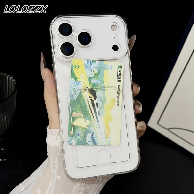 

For iPhone 17 Air 16 15 14 Plus 13 12 11 Pro Max Plus XS Max XR X 7 8 Card Wallet Transparent Case Clear Shockproof Soft Cover