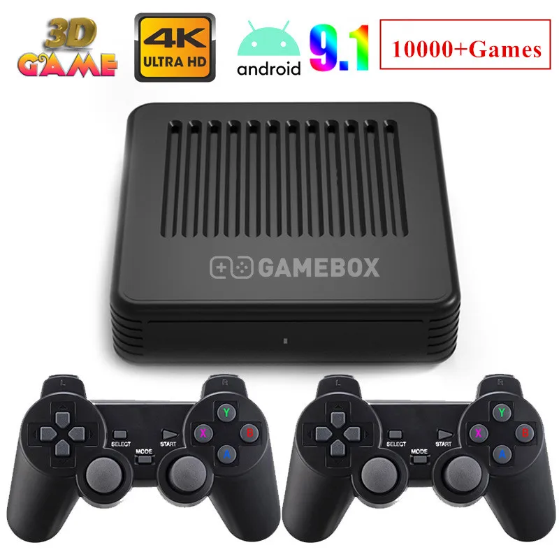 3D Video Game Console Double system Android 9.0 & Emuelec 4.5 Dual Wireless Controller Game Stick 4K HD TV Game console For PS1