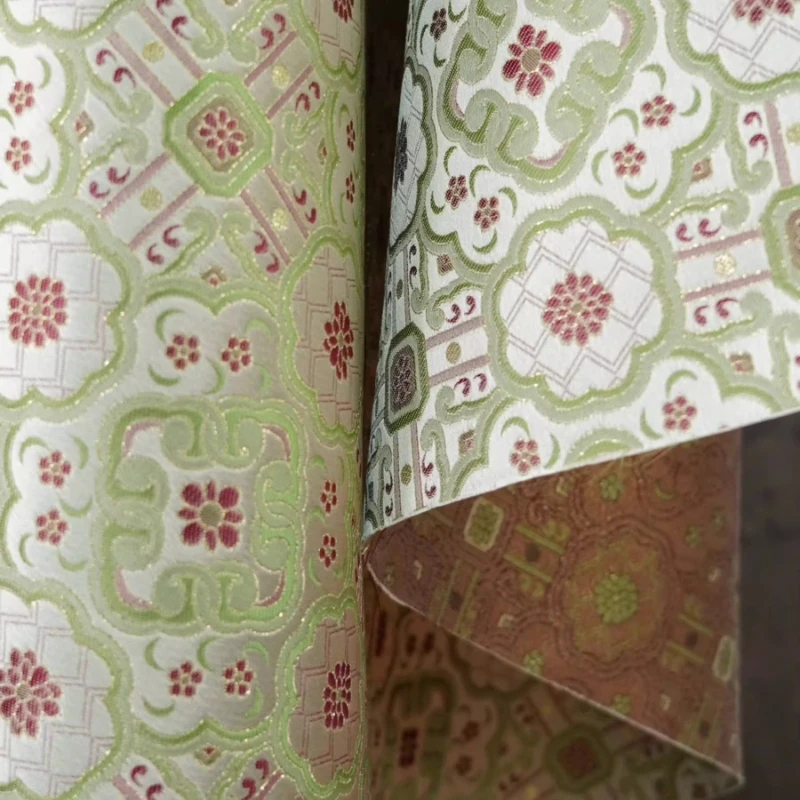 

1 метр жаккардовой ткани: традиционная китайская парча Сун с четырьмя благоприятными золотыми узорами, для ципао, ханьфу, жилетов. Роскошные элегантные швейные аксессуары.