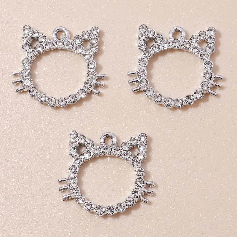 Leslie 10 Stück niedliche Anhänger, zarte Kristall-Katzenanhänger für Ohrringe, Armbänder, Halsketten, DIY-Schmuckherstellung, Zubehör, handgefertigt – Detail 5