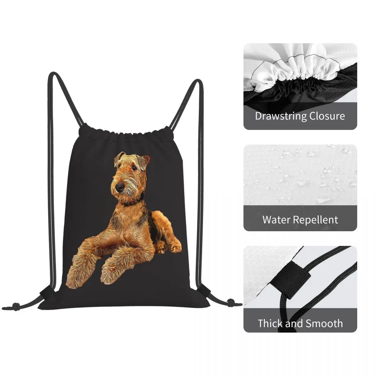 Airedale Terrier Beautiful Dog Backpacks Multi-function Drawstring Bags Sundries Bag Book Bags for Travel Students