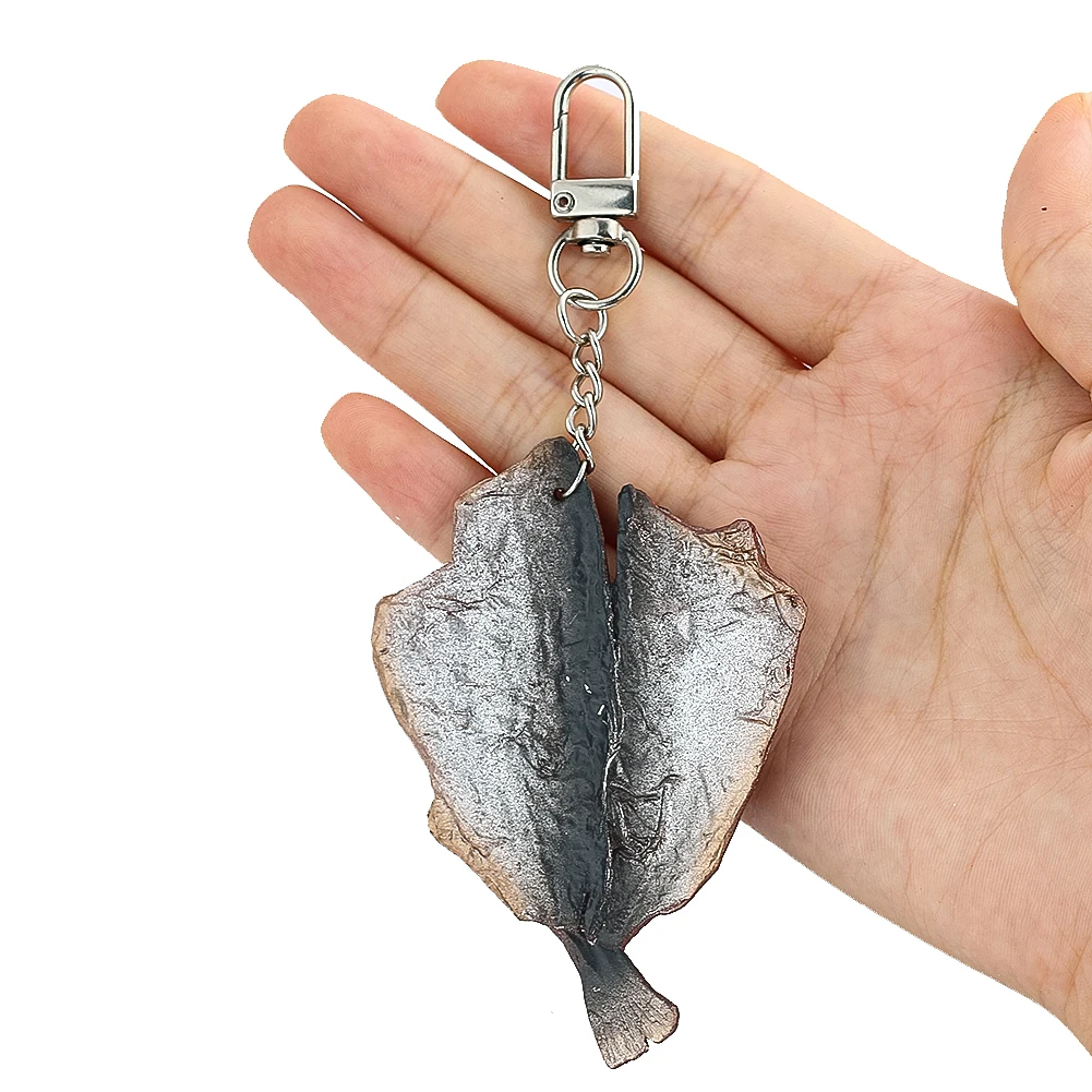 Funny Emulation Grilled Marine Fish Fillets Seafood Delicacies PVC Resin Pendant Key Chain Photo Prop Model DIY Knapsack Jewelry