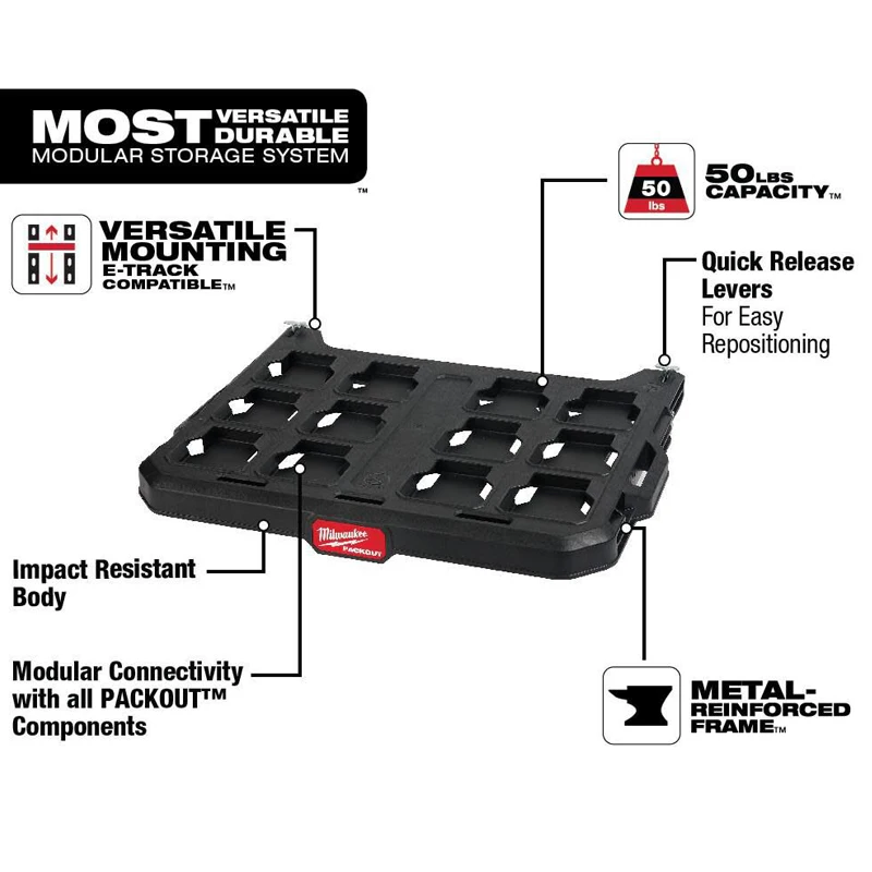 Milwaukee 48-22-8481 PACKOUT™ Racking Shelf Impact Resistance Subject Bearing 50 Pounds Tool Storage Spare Parts Goods Shelves