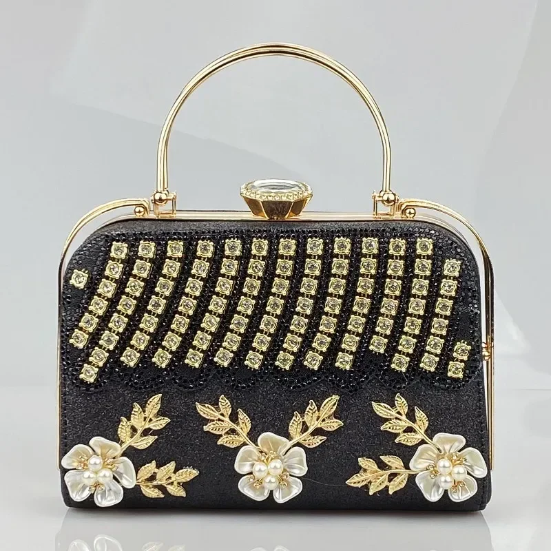 New Princess Bag Diamond Handbag Handbag Luxury Gold Crystal Rhinestone Evening Dress Handbag Women's Wedding Party Bag