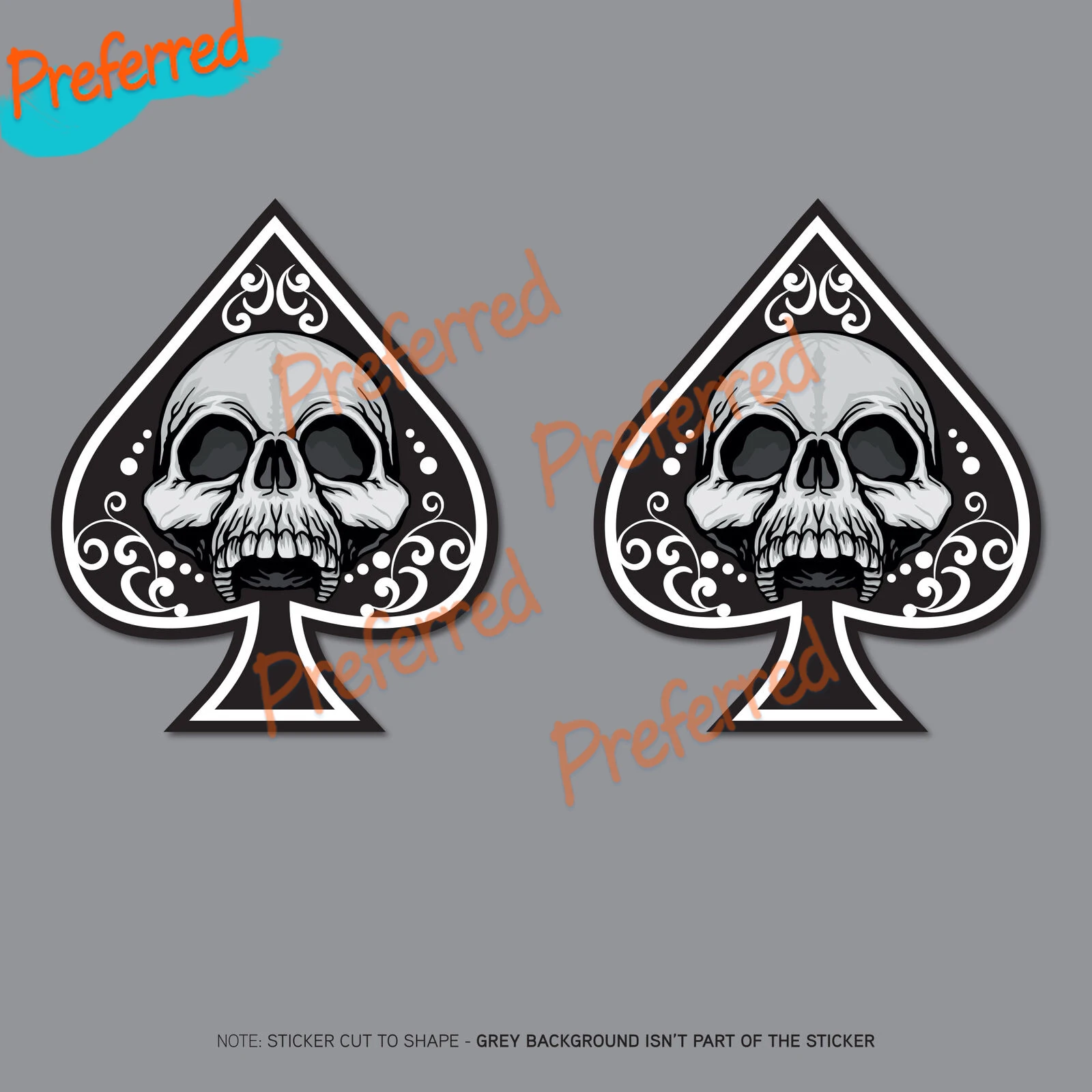 2 X Ace of Spades Cards Stickers - 2 X Ace of Spades Skull Stickers -Car Laptop Macbook Decals Sticker-all Sizes Waterproof PVC