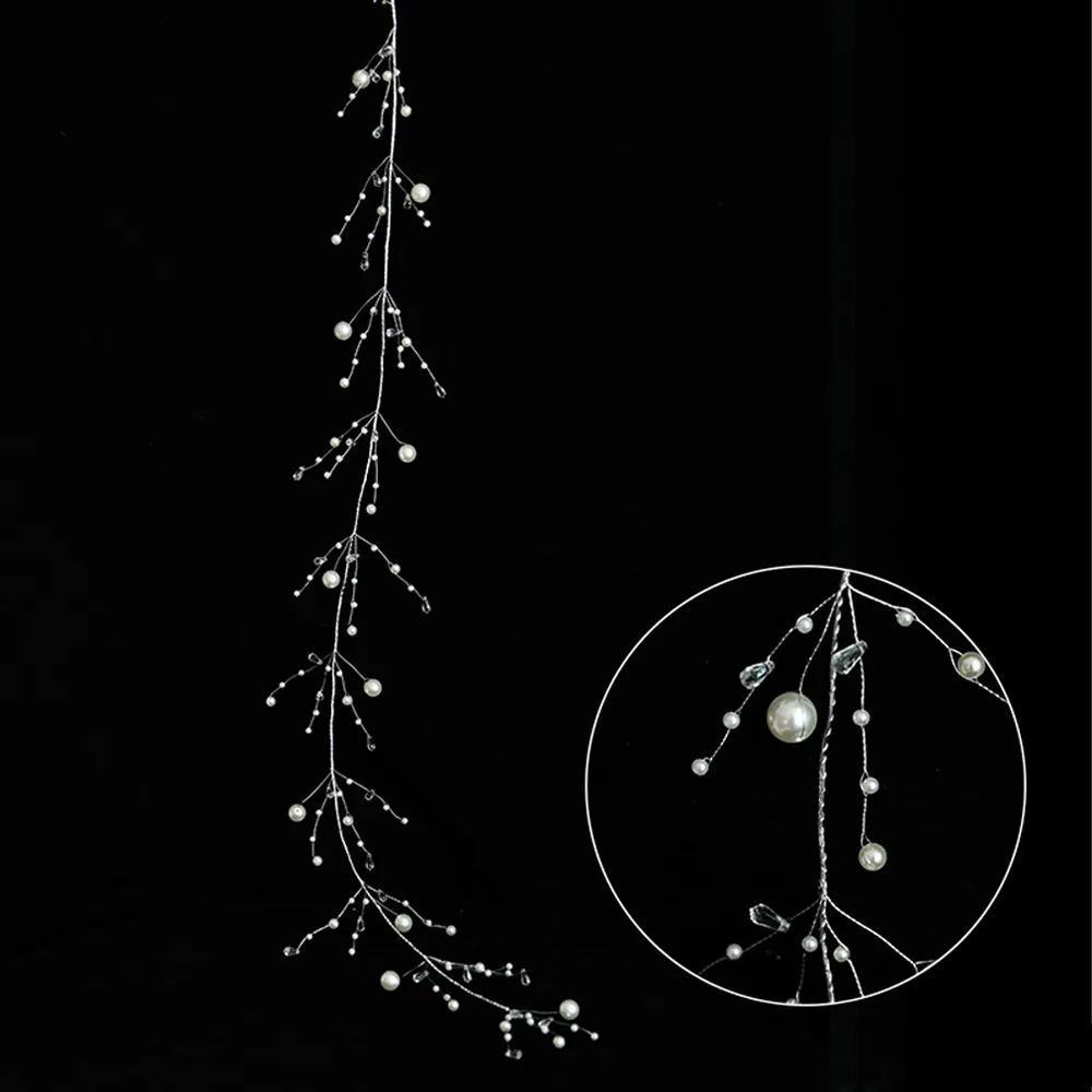 

Clear Christmas Tree Beads Chain Plastic Glitter Fishing Line Pearls Chain Elegant Artificial Merry Christmas Decoration