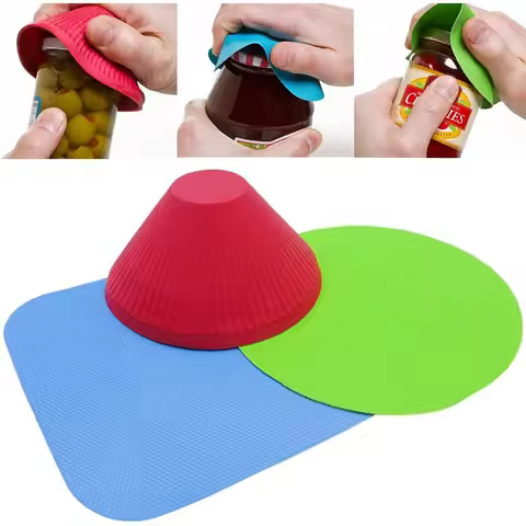 1pc Silicone Jar Opener Pad! Multicolor Reusable Grip Aid for Seniors &ndash; Easy Kitchen Tool &amp; Gift Idea