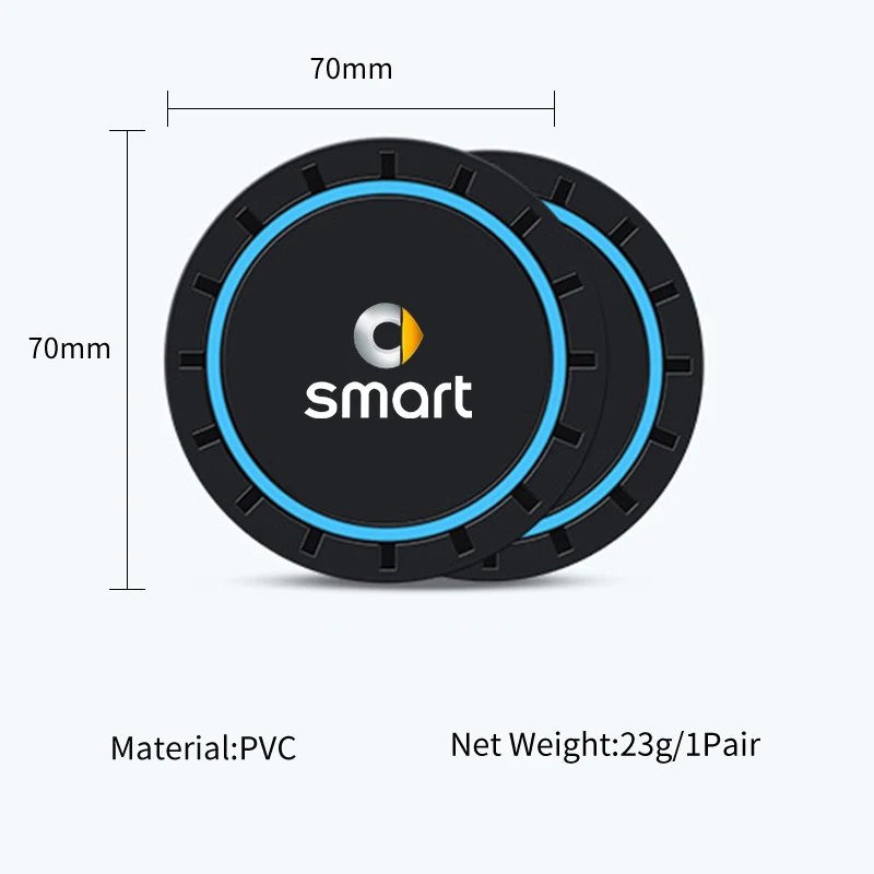 2 pezzi sottobicchiere in Silicone per auto tappetino antiscivolo per tazza d\'acqua per Smart Fortwo 451 450 453 EQ Forfour Coupe Cabrio Crossblade