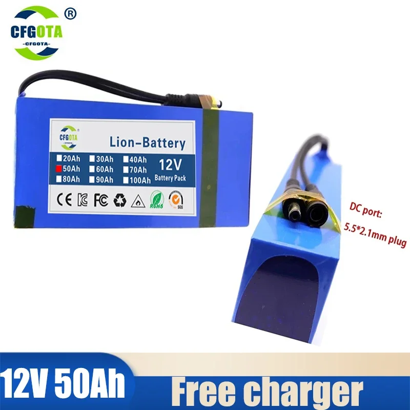 

12V Lithium Battery with Protective DC with Charger 12V 30000mAh Lithium Polymer Super Rechargeable Battery Pack 12V