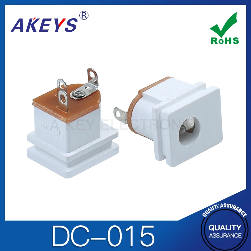 10 قطعة DC-015 القطر الخارجي 6.4 مقبس طاقة عمودي تيار مستمر 3 دبوس واجهة مربعة مقبس أنثى أبيض جميع النحاس