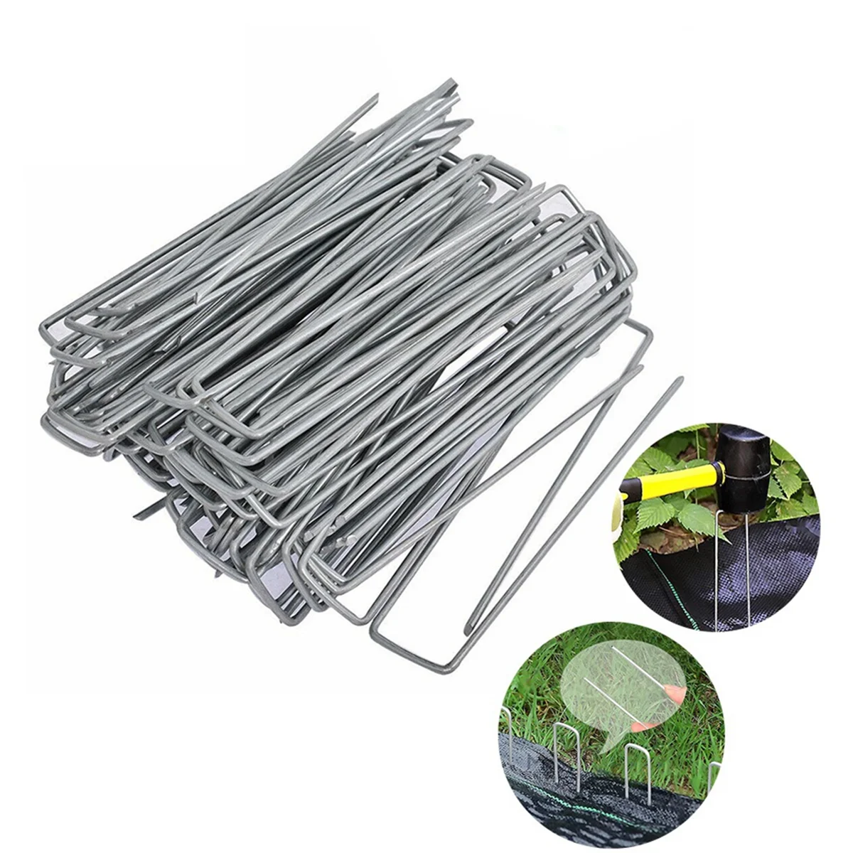 200Pcs Gardening Planting Fixed Ground Spikes U Shaped Landscape Ground Pin Garden Stakes Securing Pegs