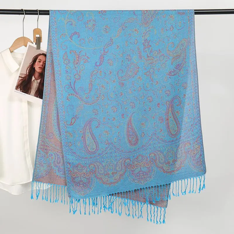 

Paisley Pashmina Jacquard Scarf Luxury Women Cashew Printed Shawl Autumn Winter Warm Kerchief Flowers Borders Blanket Wraps