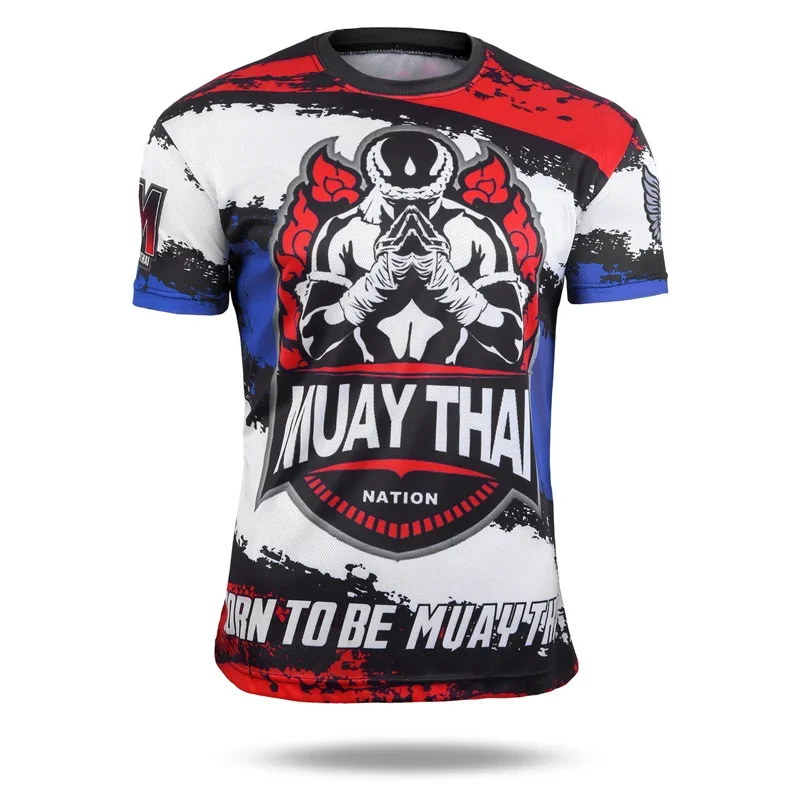 

2024 New Summer Gym 3D Muay Thai Printing Cool Sports Short Sleeve, Men's Fashion Street Wear Short Sleeve Fitness T-shirt