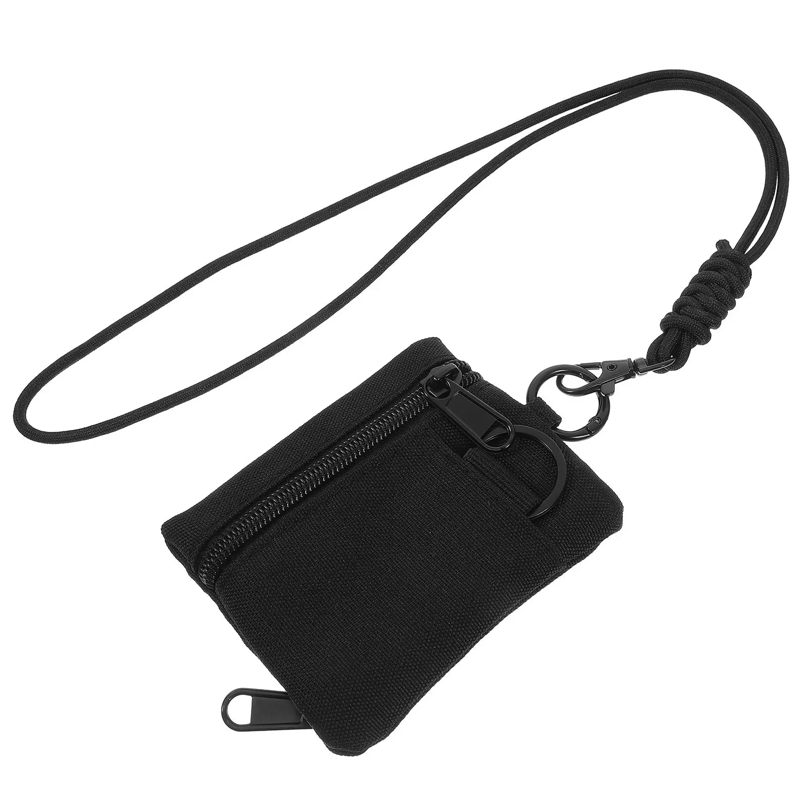 다기능 이어폰 가방 작은 여행 카드 홀더 매달려 블랙 야외 캠핑 동전 주머니 지갑 매는 밧줄 키 체인