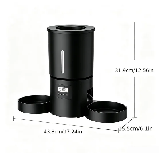 4.2L Dual‑Bowl Automatic Pet Feeder Timed Portion Dispenser Multi‑Pet Button Control Cat Dog Dry Food Feeding (No 5V 1A Plug)