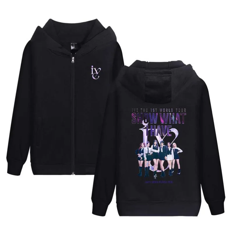 

IVE Zipper Hoodies Kpop Yujin Gaeul Wonyoung LIZ Rei Leeseo Print Sweatshirt Women Men Jacket Coat IVE Show What I Have Clothes