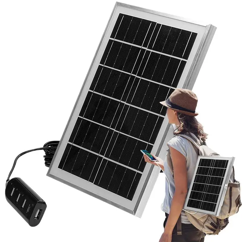 

Solar Battery Charger Portable Solar Charger USB Panel Flexible 4 USB Ports High-Efficiency Camping Accessories For Outdoor