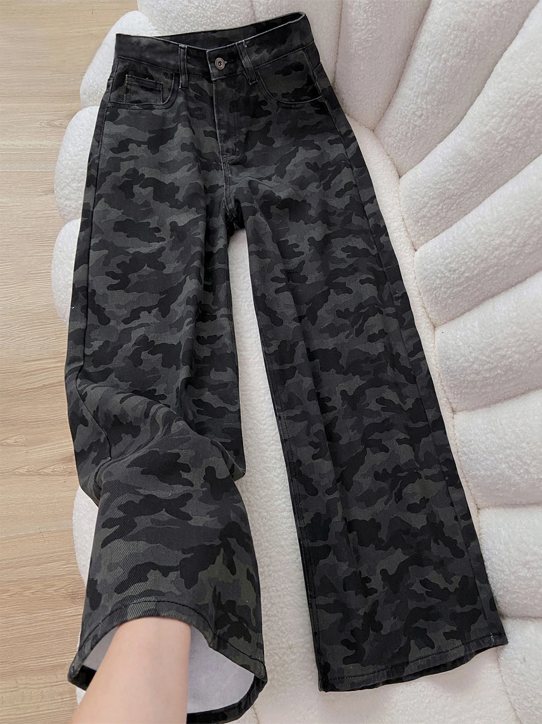 

Мужские джинсы в стиле ретро с камуфляжным принтом, весна-осень, новая модная модель, свободные прямые брюки в стиле стритстайл, повседневные.