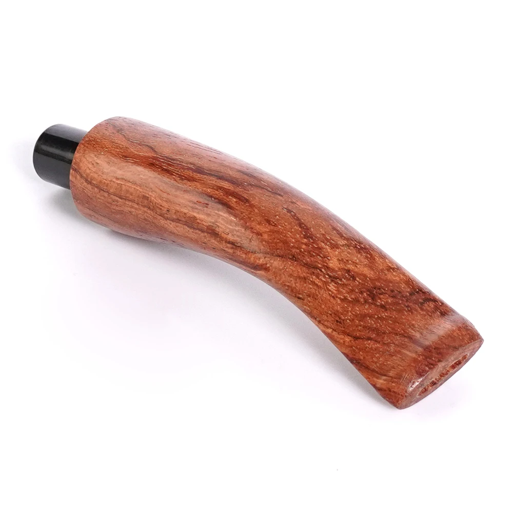 1pc solid wood handle 9mm pipe channel DIY Curved  handle pointed tobacco pipe acrylic tenon OD 10.3mm wood mouthpiece OD 15mm