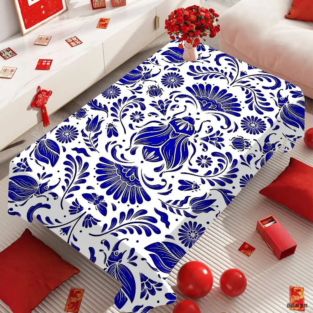 MexicanFloral Birds Table Cloth Tablecloth Waterproof Oil-Proof Stain-Resistant Wipeable Rectangle Table