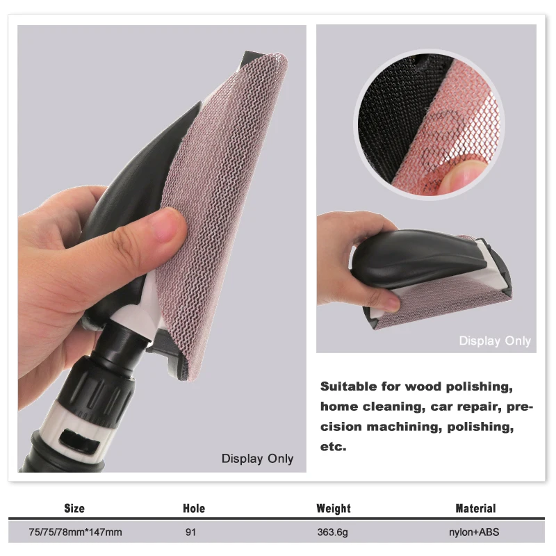 Hand Sanding Block Kit with Replacement Pad 2.75" x 4.92" Hook and Loop Multipurpose Sander Tool for Wood Sanding Car Polishing