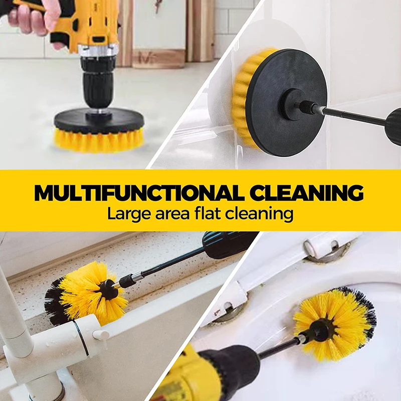 Zestaw szczotek do wiertarki, 6 szt. szczotek do czyszczenia z mocowaniem 1/4 cala z 1 szt. przedłużką, szczotka do czyszczenia zasilana elektrycznie