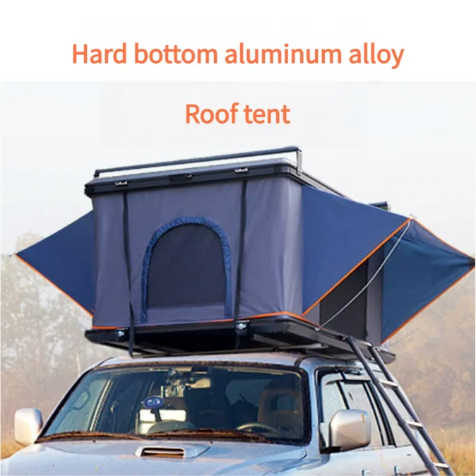Diluc Aluminum Shell Pop-Up Rooftop Tent Waterproof Oxford Canvas Straight Bracing 4x4 Off-Road Camping Car Tent for 4 Ladder