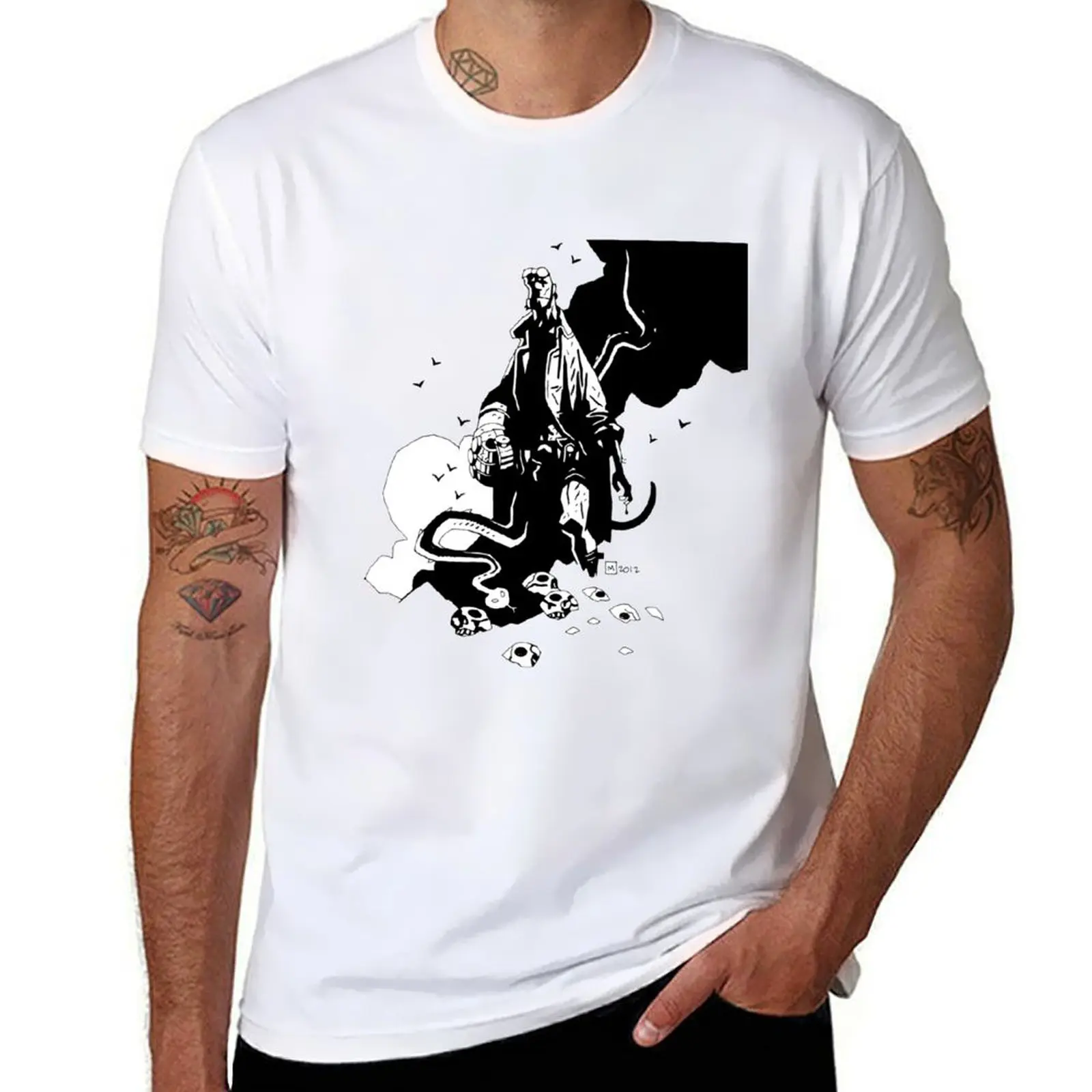 

Hellboy B&W T-Shirt man t shirt summer man t shirt heavy cotton man t shirts cotton T-Shirt