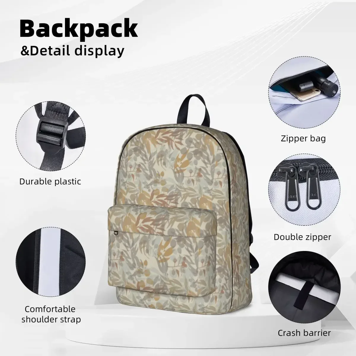 Aussie Bush Cyanotype Sand Backpacks Large Capacity Student Book bag Shoulder Bag Laptop Rucksack Waterproof Travel Rucksack