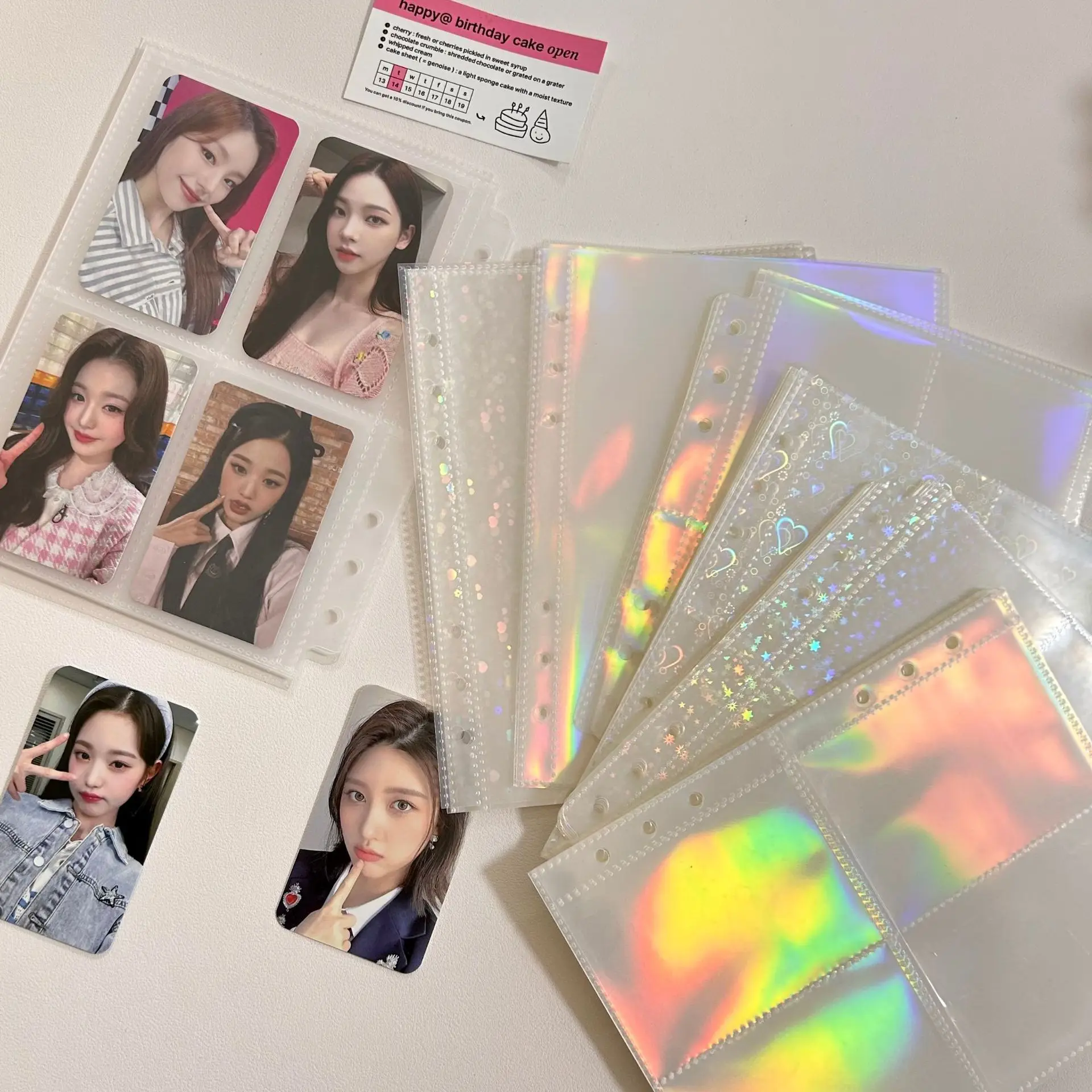 IMYY 20pcs A5 Laser Inner Pages Transparent Photo Album Binders 1/2/3 Pockets Binder Sleeves Album Accessories Photocard Storage