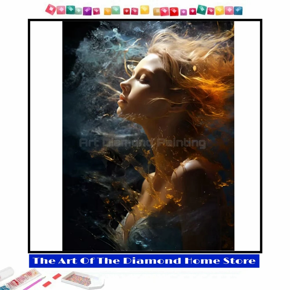 

Dream Woman 5D DIY AB Diamond Painting Embroidery Cross Stitch Fantasy Witch Mosaic Picture Handicraft Home Decor Children Gift