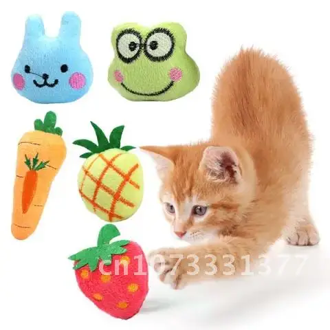 

Animals and Fruits Design Cat Toy Catnip Toy Cat Teeth Grinding Toys Funny Interactive Plush Toys Pet Toy Training Supplies