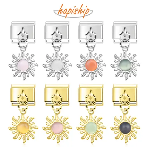 Hapiship 2024 yeni kadın moda güneş Charms İtalyan linkler Fit 9mm bilezik paslanmaz çelik DIY yapma takı hediye DJ1161