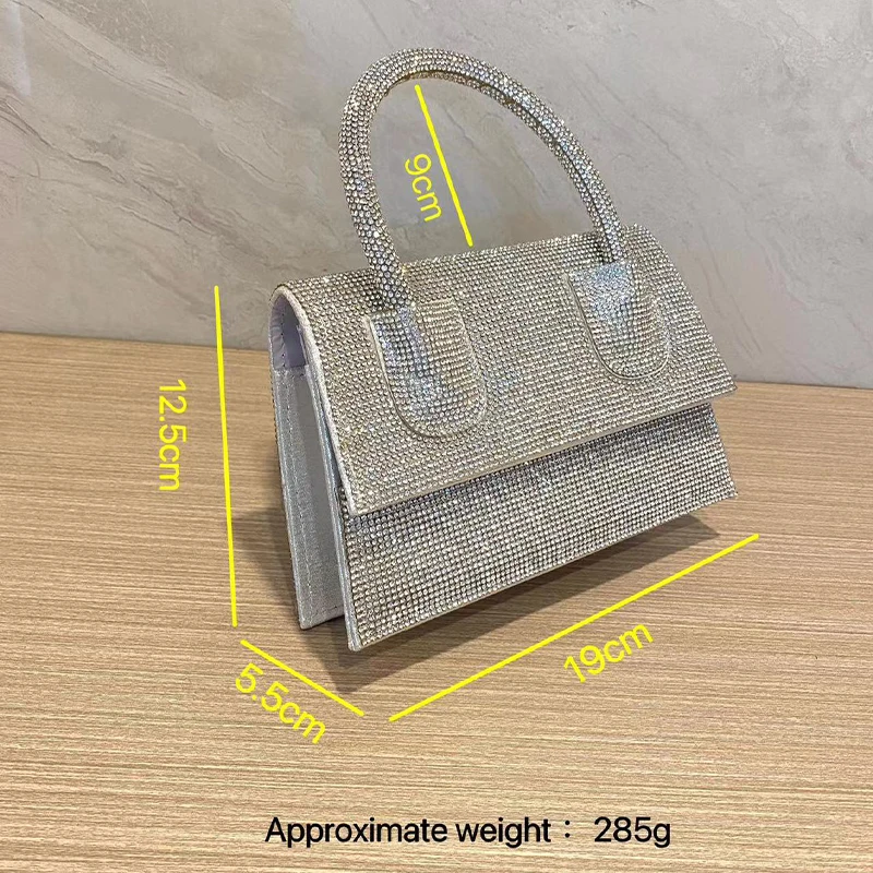 Banquet Glitter Diamond Handbag Womens Sling Bag Fashion Luxury Evening Bags Mini Envelope Handbags Female Silver Top Handle Bag