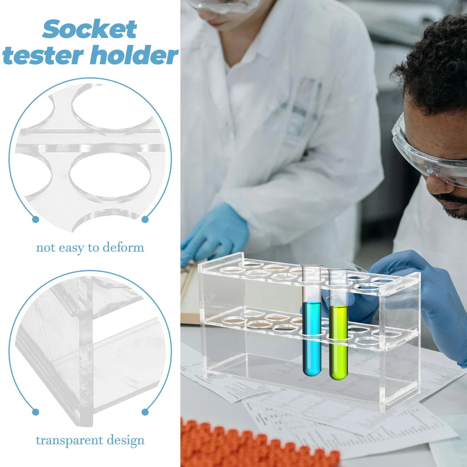 6 Holes Tube Rack Testing Tube Rack Clear Acrylic 25ml Tubes Hole 21mm Lab Equipment Storage ganizer Reusable Practical