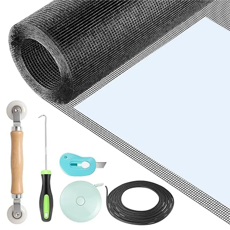 

A93Z Window Screen Repair Kit Screen Door Mesh Replacement Kit Fiberglass Roll With Tools For Window Doors Replacement