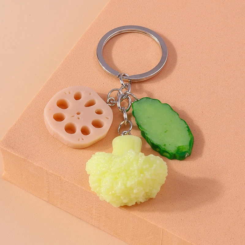 Cute Resin Simulated Vegetable Keychain Fruit Food Key Ring Pendant for Women Girls Handbag Pendants DIY Handmade Jewelry Gifts