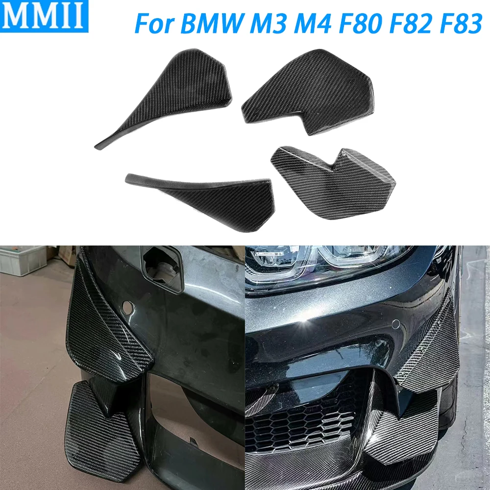 

For BMW M3 M4 F80 F82 F83 2013-2019 Real Dry Carbon Fiber Front Bumper Spoiler Cover Car Decoration Retrofitting Accessories