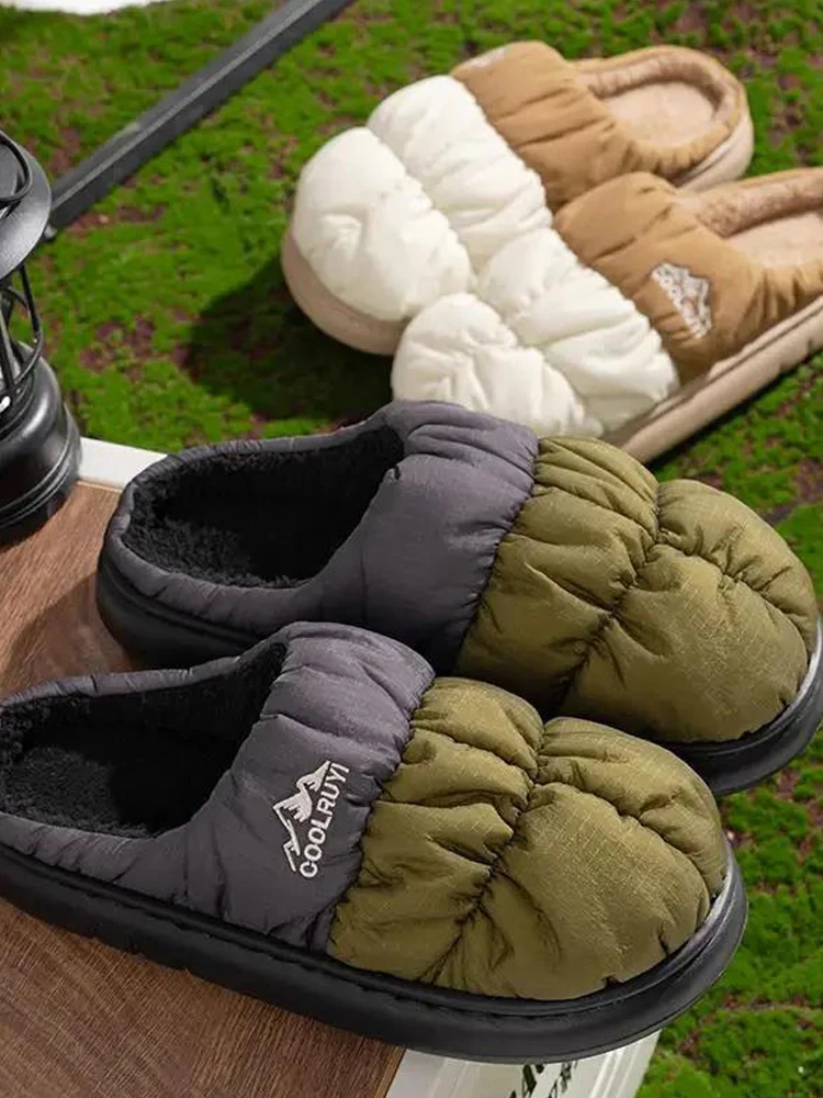 Lange, dicke, warme Winterhausschuhe aus Plüsch für Damen, wasserdichte Outdoor-Hausschuhe, Unisex, gemischte Farben, rutschfeste Baumwollschuhe, bequem für Damen. – Detail 17