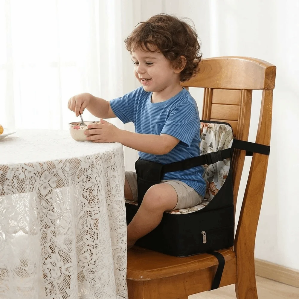 Cartoon Printed Kids Booster Seat Mat Foldable Adjustable Toddler Dining Chair Cushion Ventilated Easy Clean