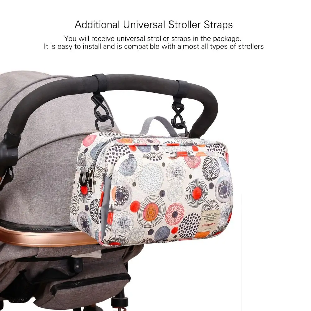 Outing Travel Mummy Bag Polyester Stroller Bag Large-Capacity Waterproof Portable Multiple Pockets Diaper Bottle Storage Bag