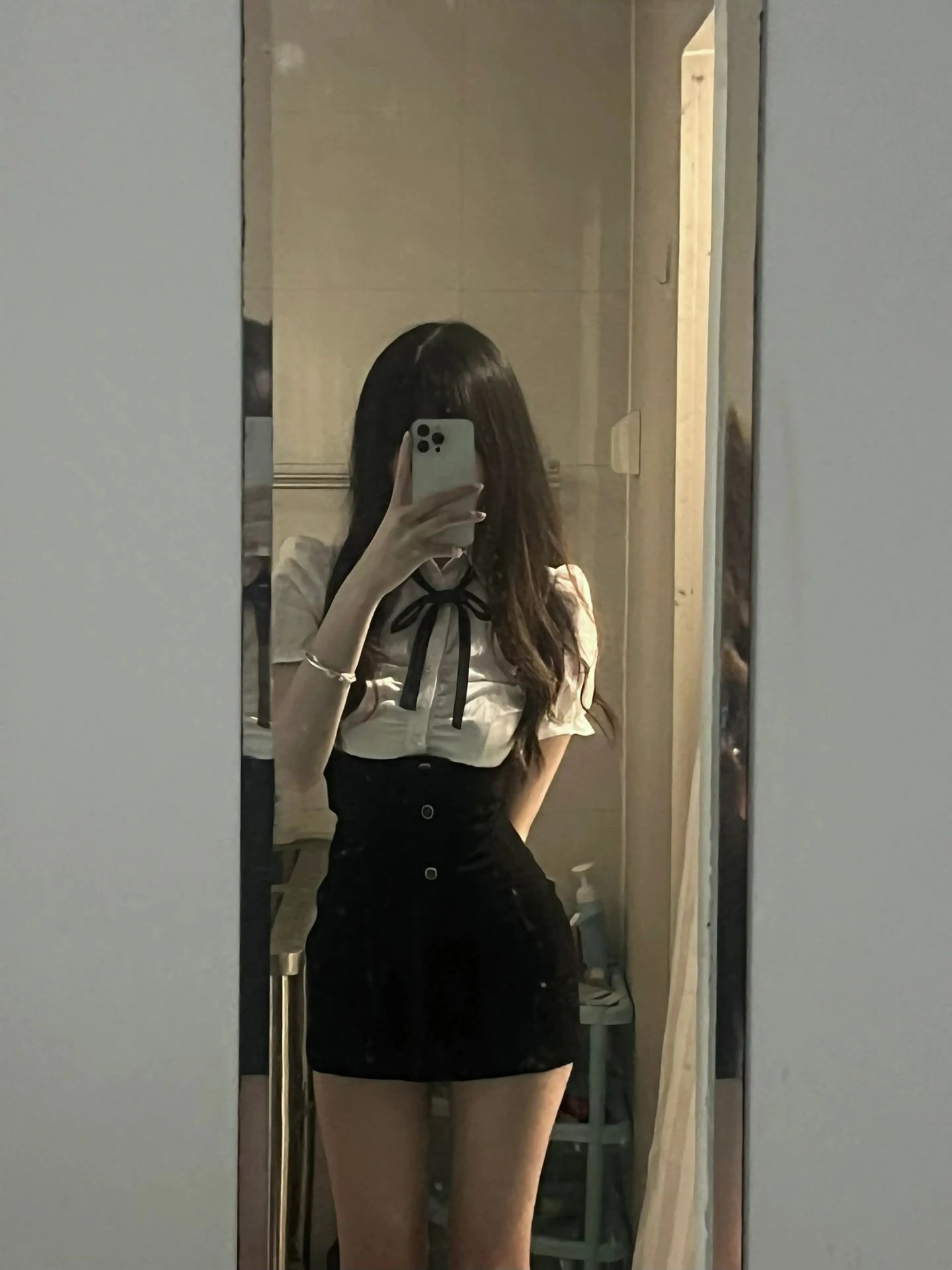 Summer Uniform Set Women's Small Bubble Sleeve Shirt Neck Hanging Strap Bodycon Dress Two Piece Set College Style Fashion