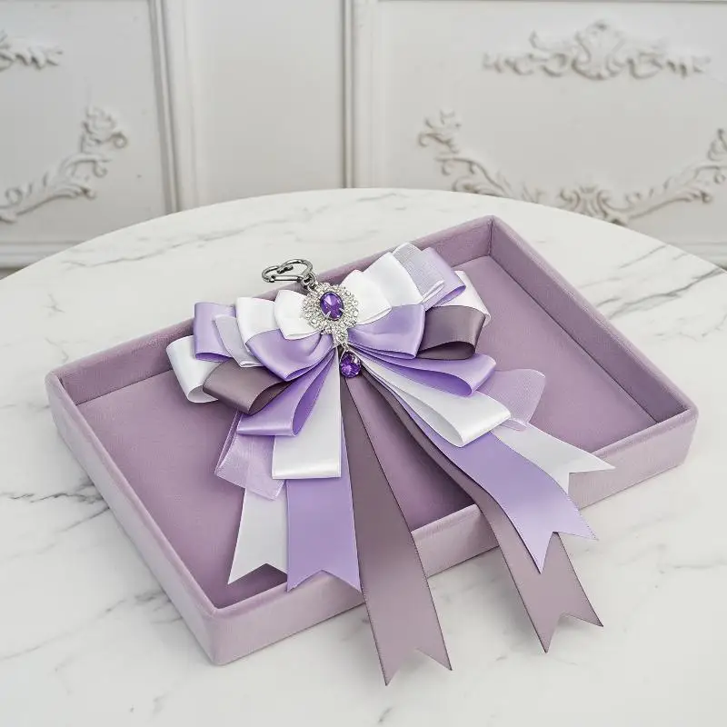 Double Layer Bow Ribbon Pendant, Anime Itabag DIY Accessories, Lolita Style Keychain Ornament Gift For Friends
