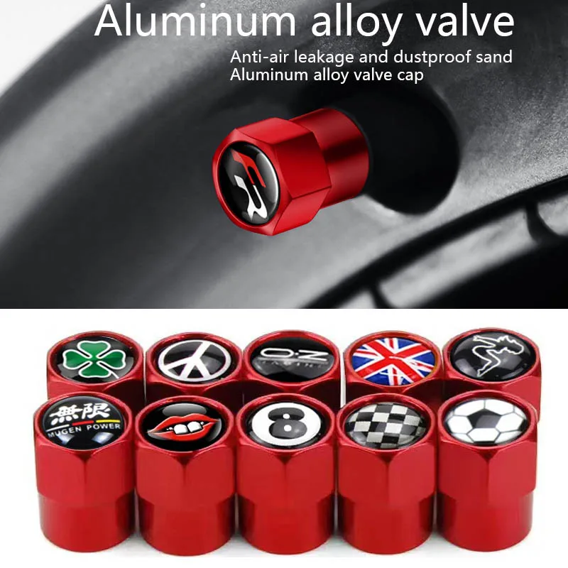 4Pcs/Set Aluminum Car Wheel Tire Valve Air Stem Decorative Supplies Universal Anti-Air Leakage And Dustproof Sand Tire Valve Cap